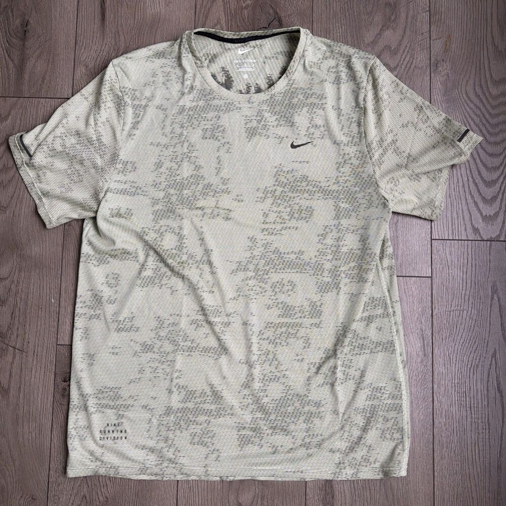 Nike Dri Fit ADV Short Sleeve Running Top ‘Green Black’ FN3383-371 Men's Size M